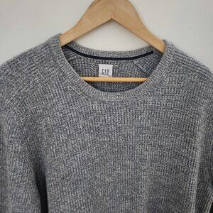 Gap Men’s Sweater Size Large Gray Long Sleeve Crewneck Striped Knit Pullover